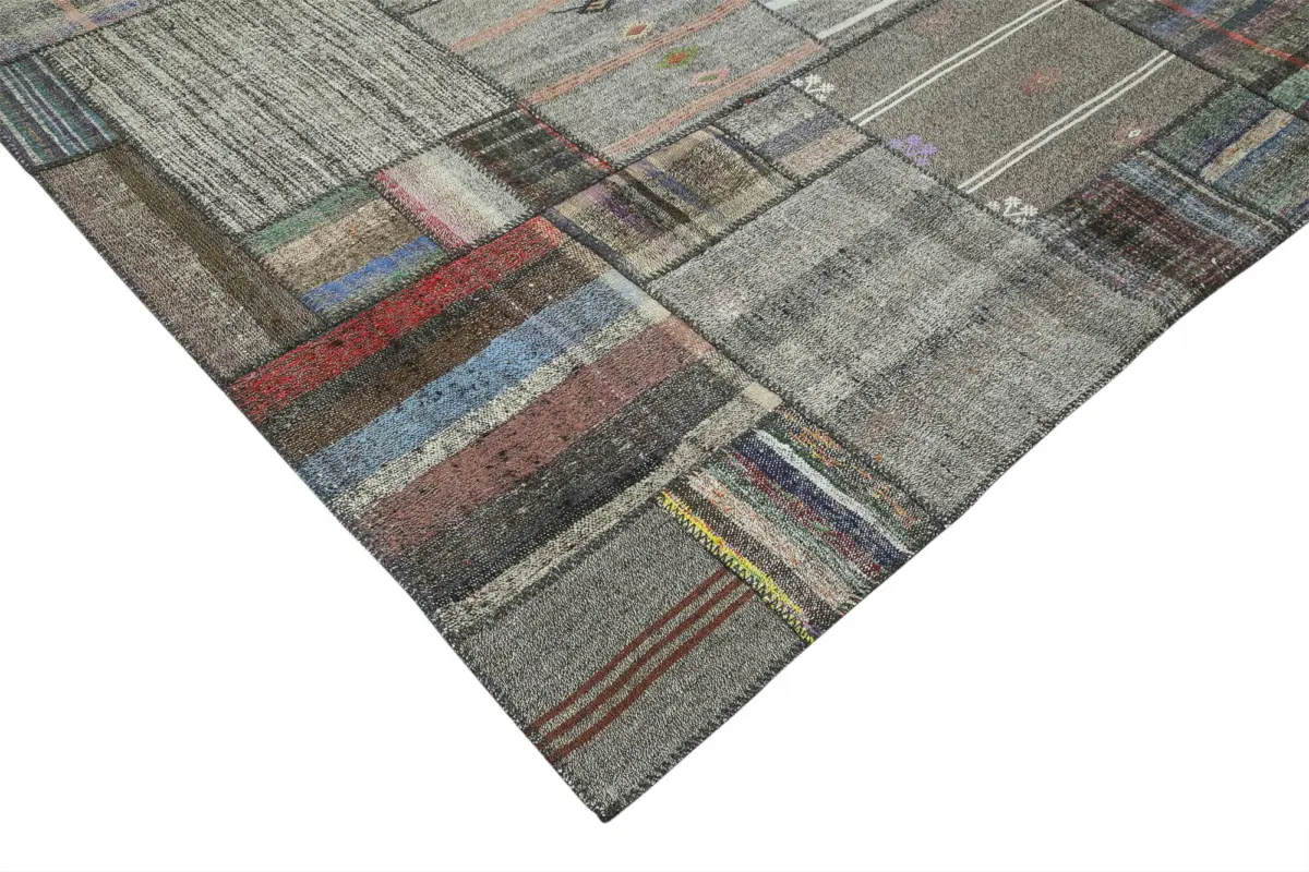 Chaput Patchwork Multi Renk Pamuk Üzerine Yün El Dokuma Kilim-326x410 - Görsel 4