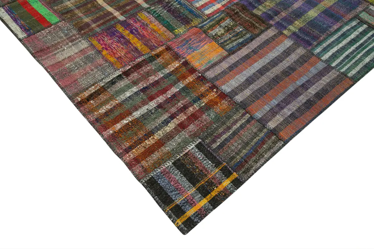 Chaput Patchwork Multi Renk Pamuk Üzerine Yün El Dokuma Kilim-328x410 - Görsel 4