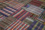 Chaput Patchwork Multi Renk Pamuk Üzerine Yün El Dokuma Kilim-328x410 - Görsel 5