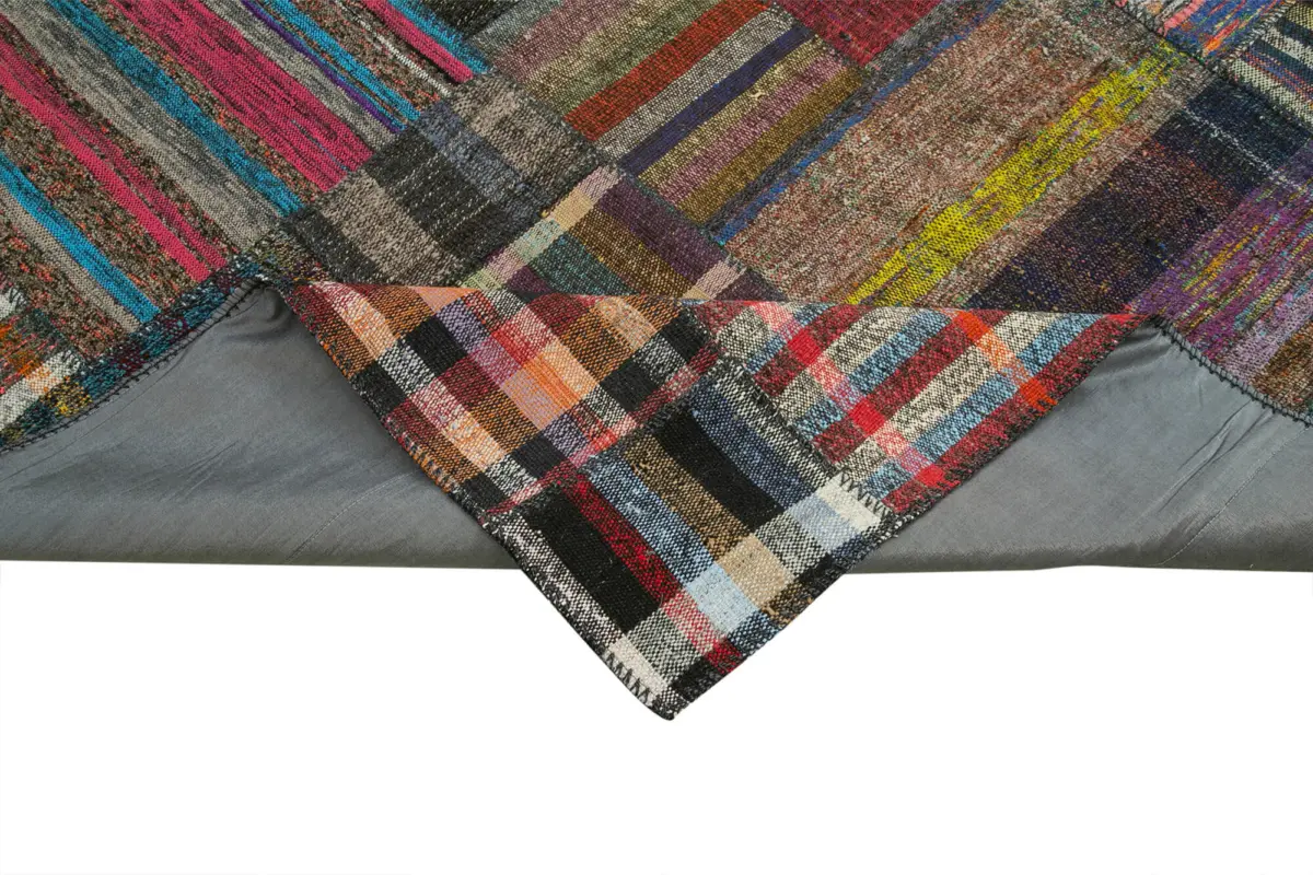 Chaput Patchwork Multi Renk Pamuk Üzerine Yün El Dokuma Kilim-328x410 - Görsel 6