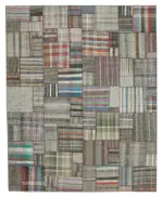 Chaput Patchwork Multi Renk Pamuk Üzerine Yün El Dokuma Kilim-330x411
