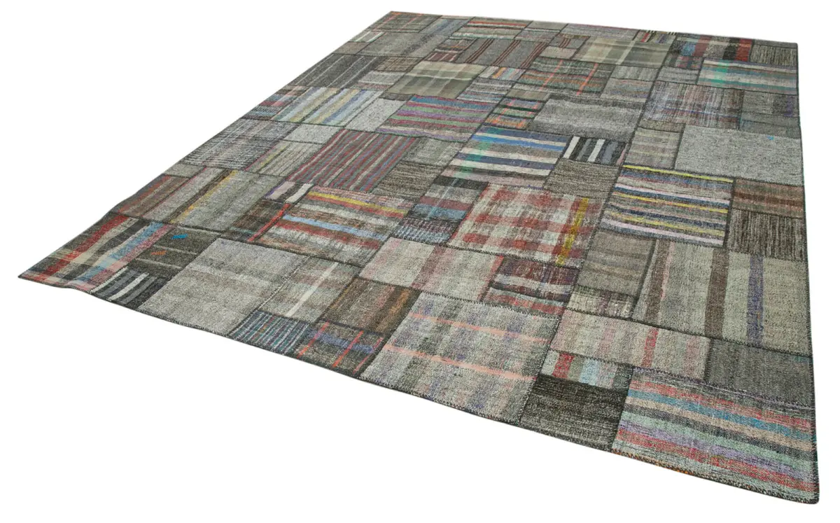 Chaput Patchwork Multi Renk Pamuk Üzerine Yün El Dokuma Kilim-330x411 - Görsel 3