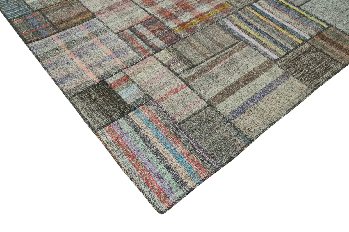 Chaput Patchwork Multi Renk Pamuk Üzerine Yün El Dokuma Kilim-330x411 - Görsel 4