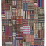 Chaput Patchwork Multi Renk Pamuk Üzerine Yün El Dokuma Kilim-328x405