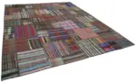 Chaput Patchwork Multi Renk Pamuk Üzerine Yün El Dokuma Kilim-328x405 - Görsel 2