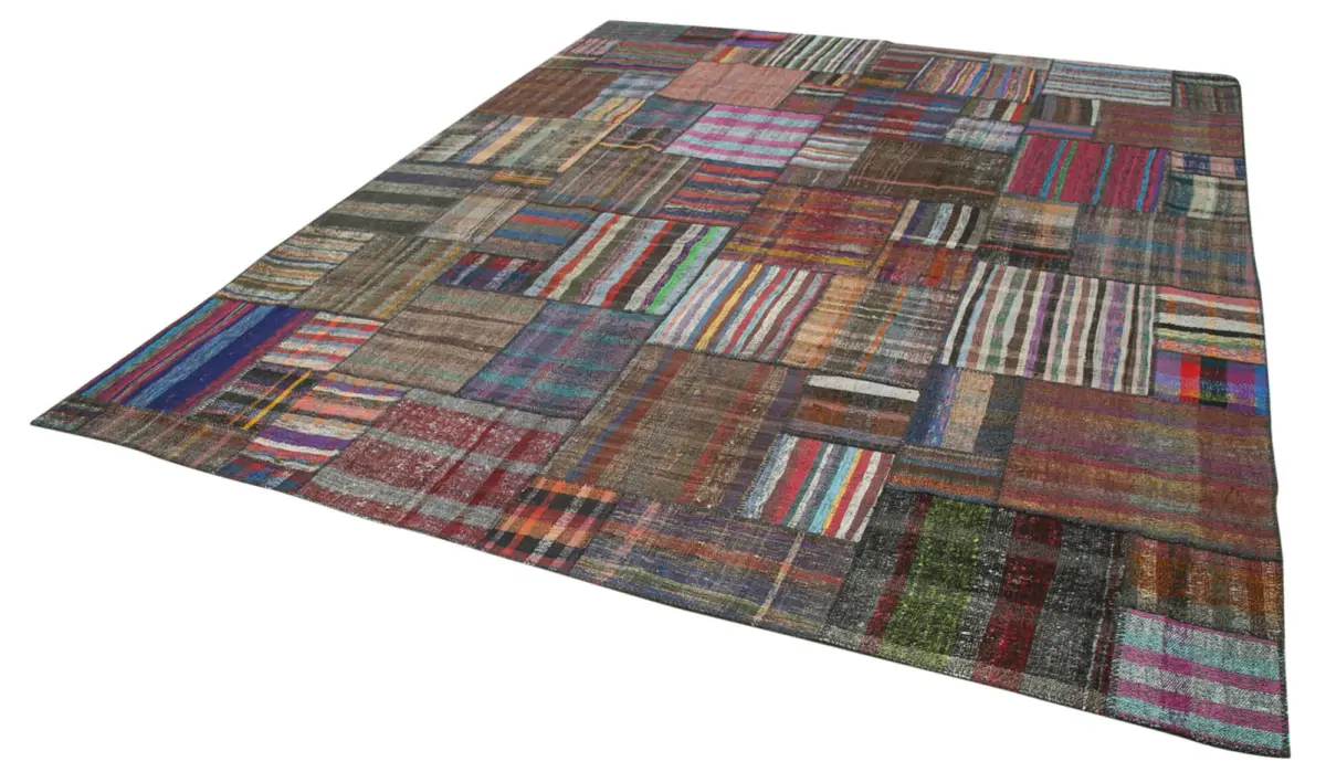 Chaput Patchwork Multi Renk Pamuk Üzerine Yün El Dokuma Kilim-328x405 - Görsel 3