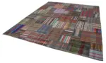 Chaput Patchwork Multi Renk Pamuk Üzerine Yün El Dokuma Kilim-328x405 - Görsel 3