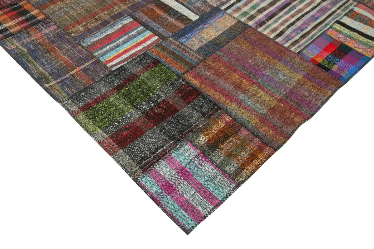 Chaput Patchwork Multi Renk Pamuk Üzerine Yün El Dokuma Kilim-328x405 - Görsel 4
