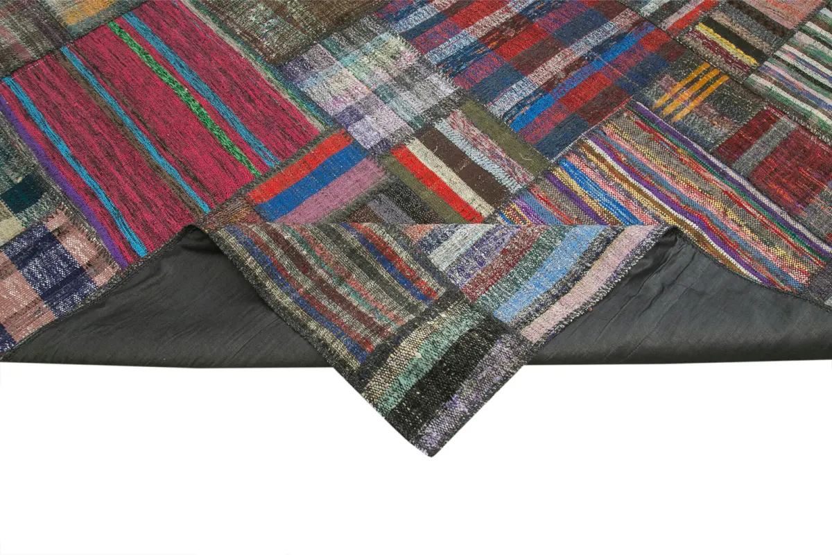 Chaput Patchwork Multi Renk Pamuk Üzerine Yün El Dokuma Kilim-328x405 - Görsel 6