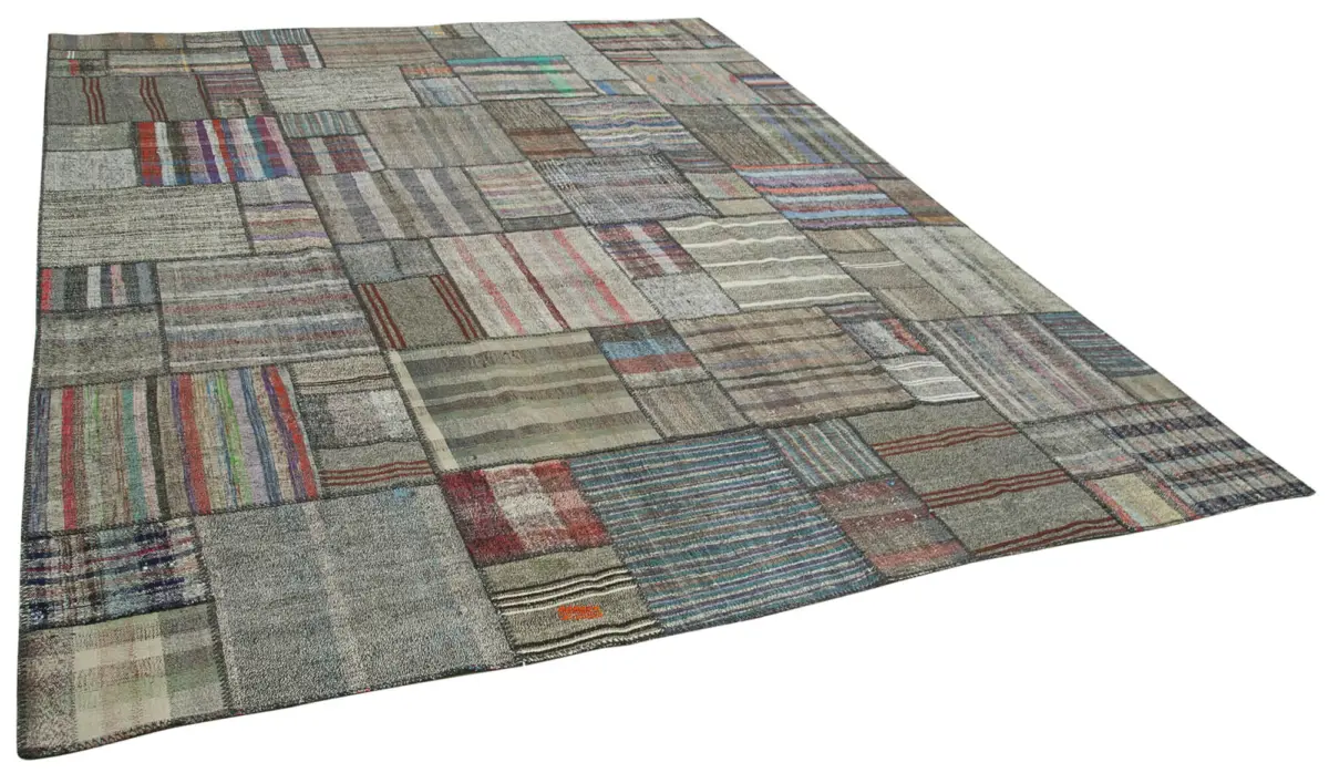 Chaput Patchwork Multi Renk Pamuk Üzerine Yün El Dokuma Kilim-330x412 - Görsel 2