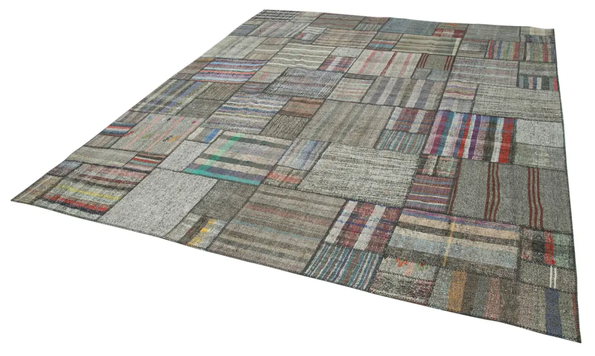Chaput Patchwork Multi Renk Pamuk Üzerine Yün El Dokuma Kilim-330x412 - Görsel 3