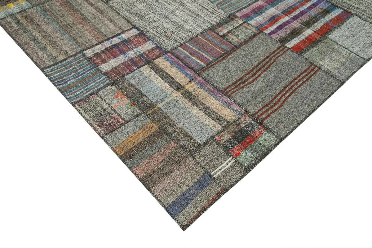 Chaput Patchwork Multi Renk Pamuk Üzerine Yün El Dokuma Kilim-330x412 - Görsel 4