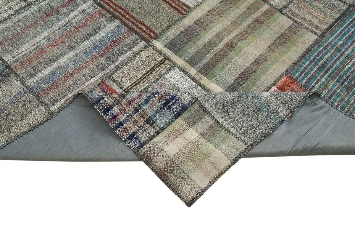 Chaput Patchwork Multi Renk Pamuk Üzerine Yün El Dokuma Kilim-330x412 - Görsel 6