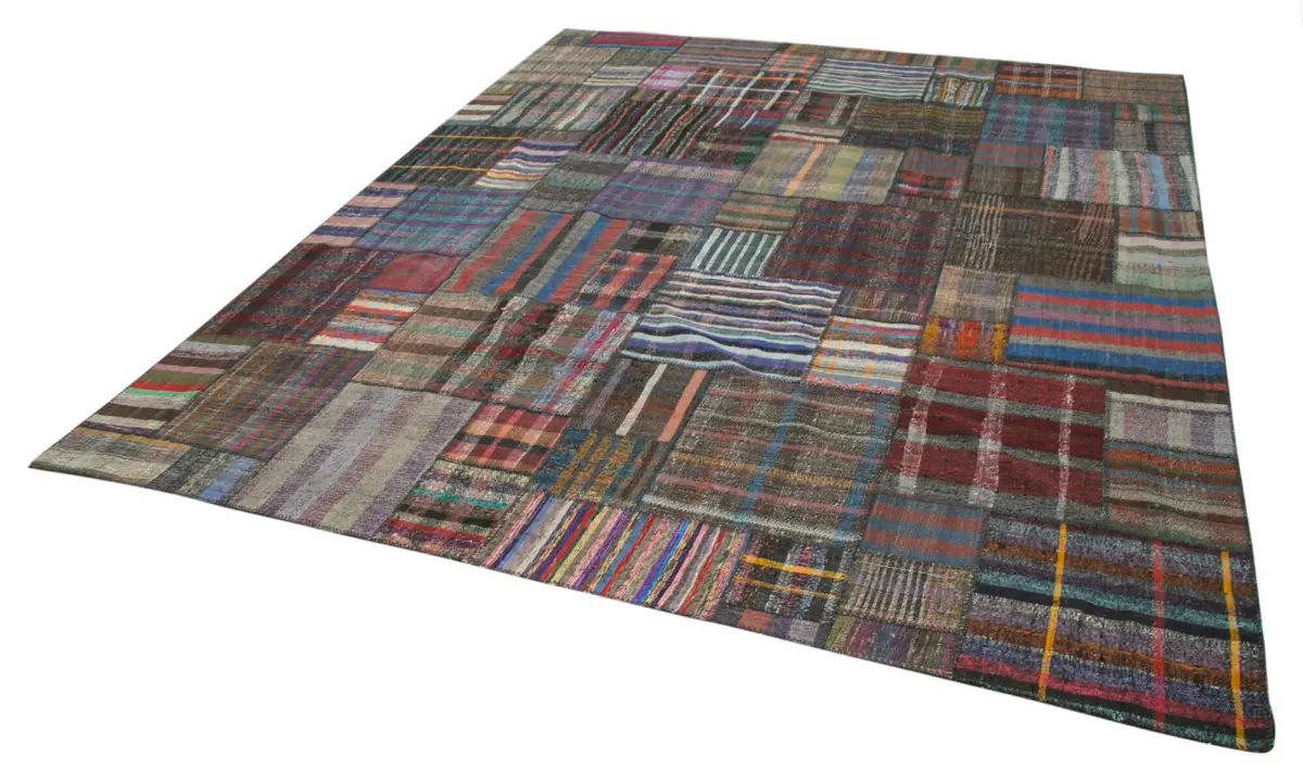 Chaput Patchwork Multi Renk Pamuk Üzerine Yün El Dokuma Kilim-327x408 - Görsel 3