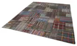 Chaput Patchwork Multi Renk Pamuk Üzerine Yün El Dokuma Kilim-327x408 - Görsel 3