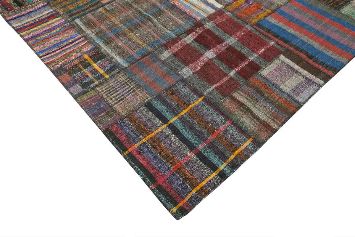 Chaput Patchwork Multi Renk Pamuk Üzerine Yün El Dokuma Kilim-327x408 - Görsel 4