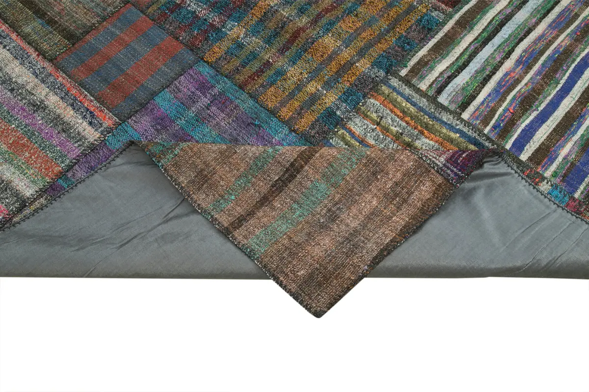 Chaput Patchwork Multi Renk Pamuk Üzerine Yün El Dokuma Kilim-327x408 - Görsel 6