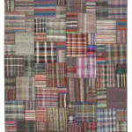 Chaput Patchwork Multi Renk Pamuk Üzerine Yün El Dokuma Kilim-330x412