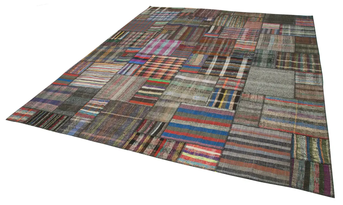 Chaput Patchwork Multi Renk Pamuk Üzerine Yün El Dokuma Kilim-330x412 - Görsel 3