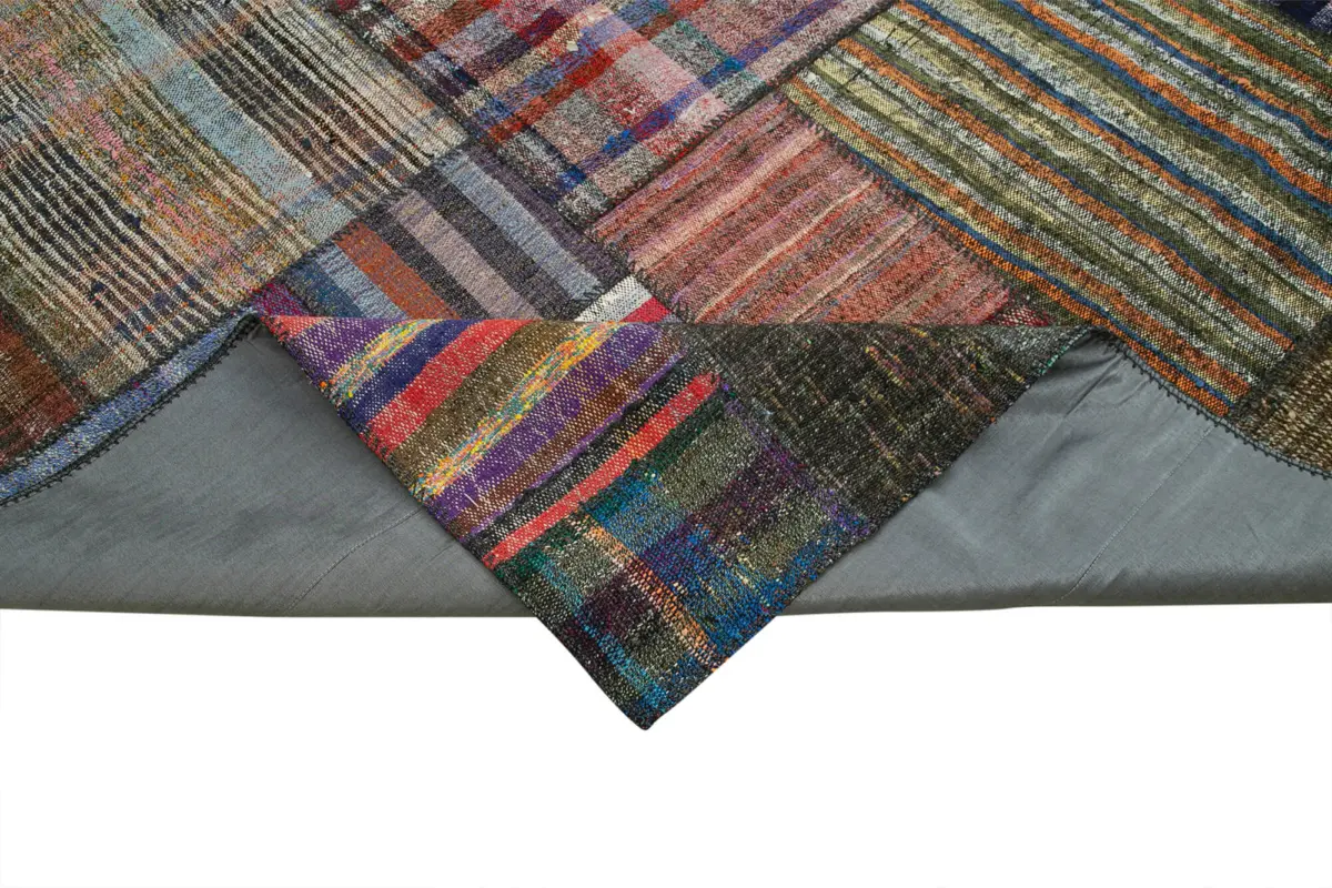 Chaput Patchwork Multi Renk Pamuk Üzerine Yün El Dokuma Kilim-330x412 - Görsel 6