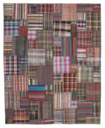 Chaput Patchwork Multi Renk Pamuk Üzerine Yün El Dokuma Kilim-329x408