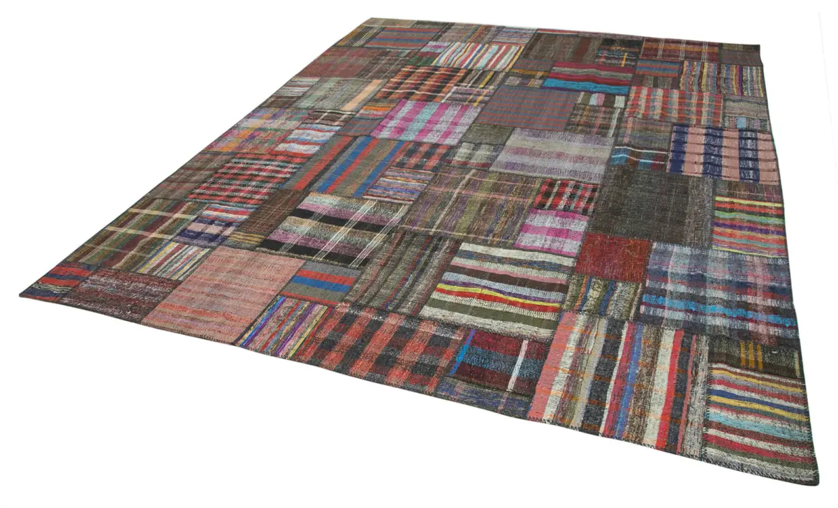 Chaput Patchwork Multi Renk Pamuk Üzerine Yün El Dokuma Kilim-329x408 - Görsel 3