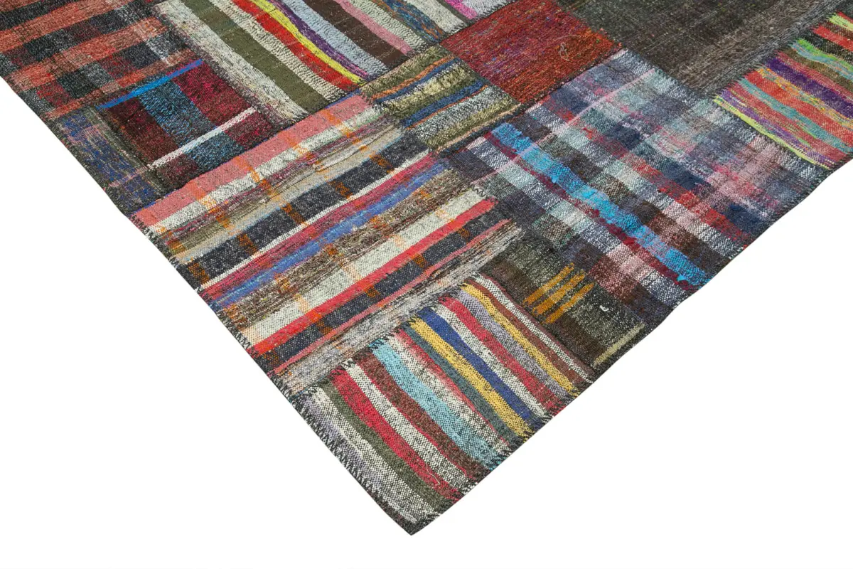 Chaput Patchwork Multi Renk Pamuk Üzerine Yün El Dokuma Kilim-329x408 - Görsel 4