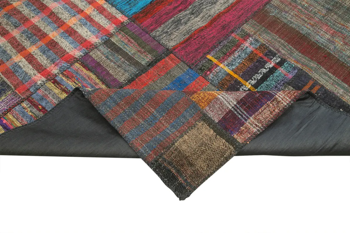 Chaput Patchwork Multi Renk Pamuk Üzerine Yün El Dokuma Kilim-329x408 - Görsel 6