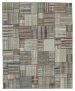Chaput Patchwork Multi Renk Pamuk Üzerine Yün El Dokuma Kilim-332x412