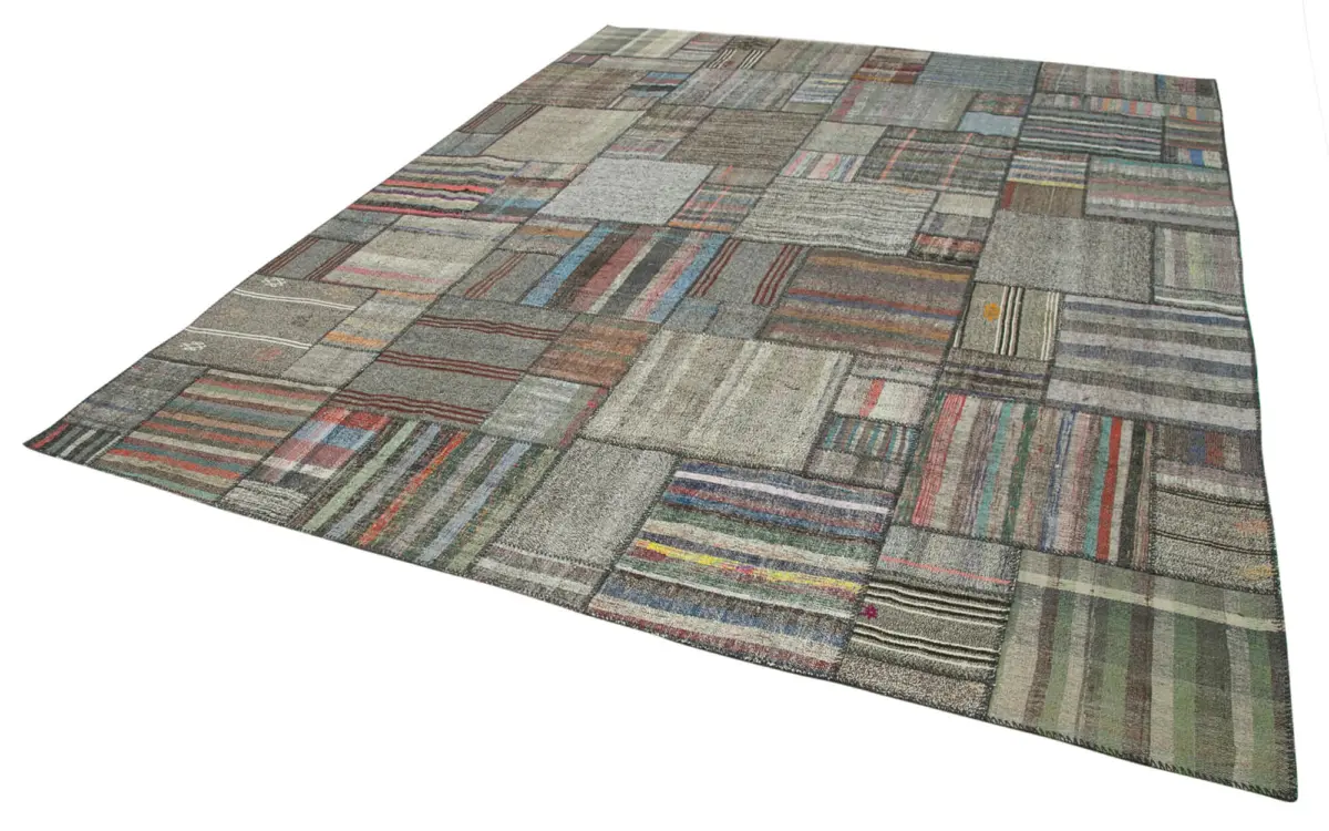 Chaput Patchwork Multi Renk Pamuk Üzerine Yün El Dokuma Kilim-332x412 - Görsel 3