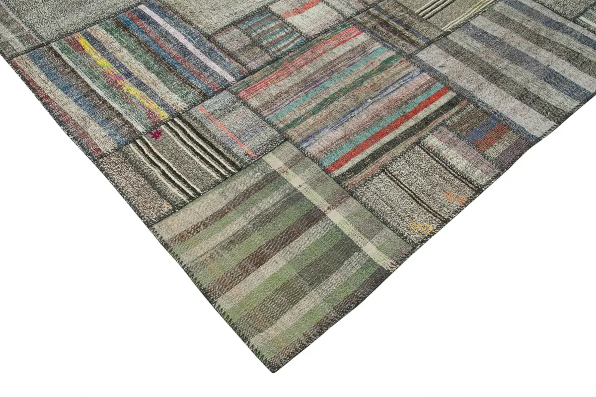 Chaput Patchwork Multi Renk Pamuk Üzerine Yün El Dokuma Kilim-332x412 - Görsel 4