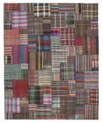Chaput Patchwork Multi Renk Pamuk Üzerine Yün El Dokuma Kilim-330x409