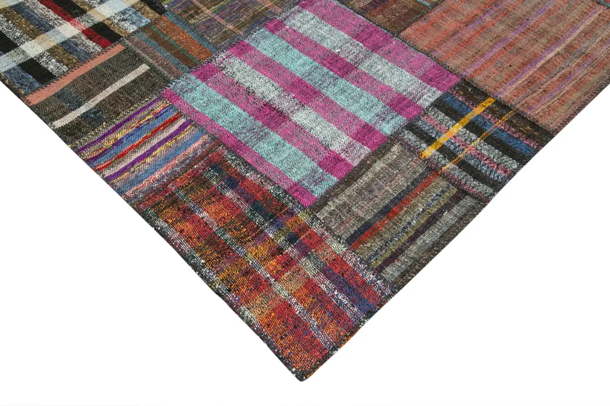 Chaput Patchwork Multi Renk Pamuk Üzerine Yün El Dokuma Kilim-330x409 - Görsel 4