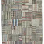 Chaput Patchwork Multi Renk Pamuk Üzerine Yün El Dokuma Kilim-327x407