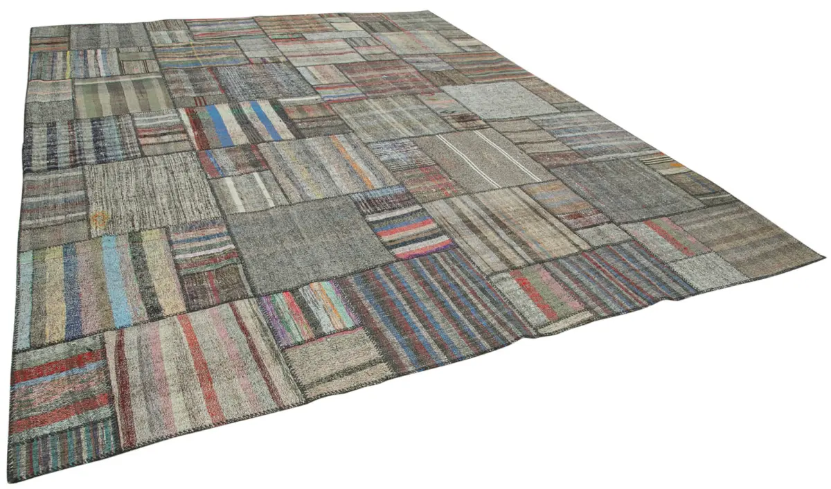 Chaput Patchwork Multi Renk Pamuk Üzerine Yün El Dokuma Kilim-327x407 - Görsel 2