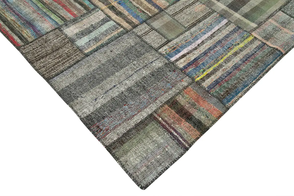 Chaput Patchwork Multi Renk Pamuk Üzerine Yün El Dokuma Kilim-327x407 - Görsel 4