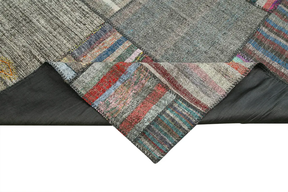 Chaput Patchwork Multi Renk Pamuk Üzerine Yün El Dokuma Kilim-327x407 - Görsel 6