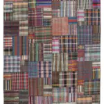 Chaput Patchwork Multi Renk Pamuk Üzerine Yün El Dokuma Kilim-328x404
