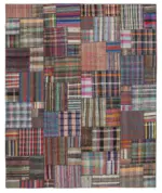 Chaput Patchwork Multi Renk Pamuk Üzerine Yün El Dokuma Kilim-328x404