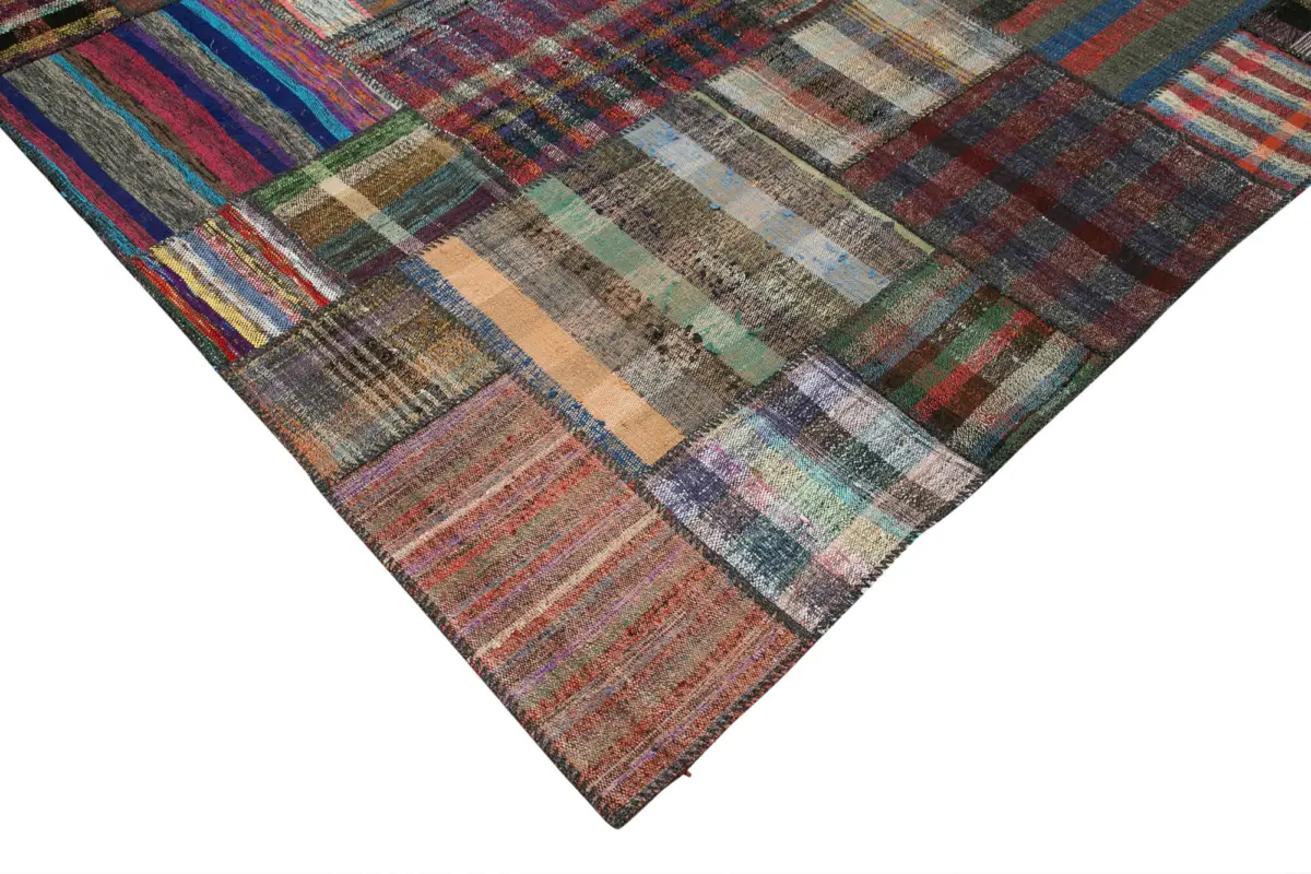Chaput Patchwork Multi Renk Pamuk Üzerine Yün El Dokuma Kilim-328x404 - Görsel 4