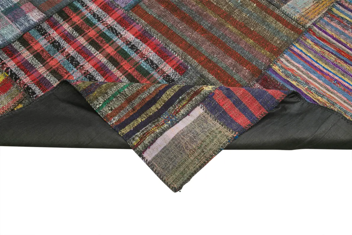 Chaput Patchwork Multi Renk Pamuk Üzerine Yün El Dokuma Kilim-328x404 - Görsel 6