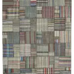 Chaput Patchwork Multi Renk Pamuk Üzerine Yün El Dokuma Kilim-330x416