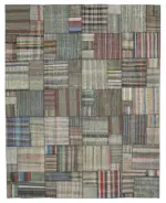 Chaput Patchwork Multi Renk Pamuk Üzerine Yün El Dokuma Kilim-330x416