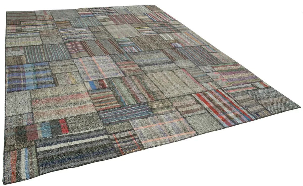 Chaput Patchwork Multi Renk Pamuk Üzerine Yün El Dokuma Kilim-330x416 - Görsel 2