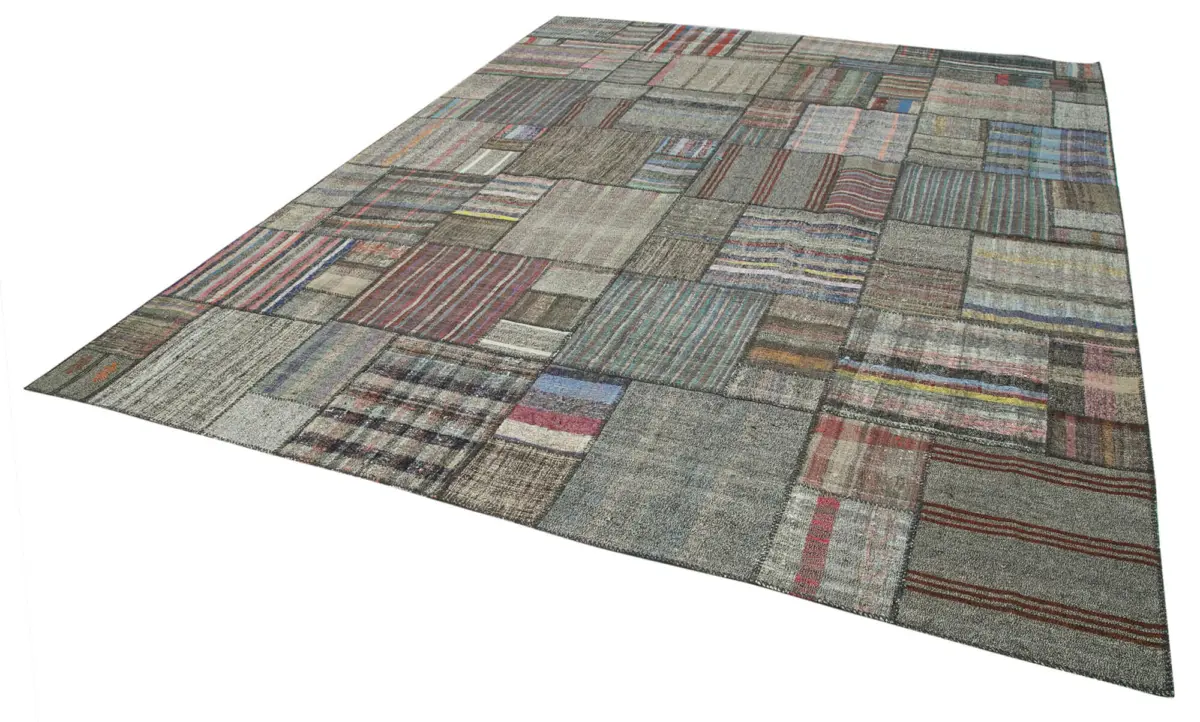 Chaput Patchwork Multi Renk Pamuk Üzerine Yün El Dokuma Kilim-330x416 - Görsel 3