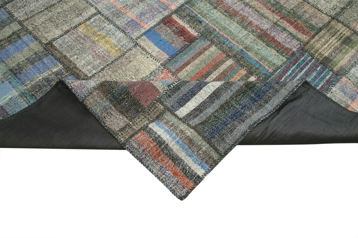Chaput Patchwork Multi Renk Pamuk Üzerine Yün El Dokuma Kilim-330x416 - Görsel 6