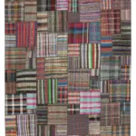 Chaput Patchwork Multi Renk Pamuk Üzerine Yün El Dokuma Kilim-330x401