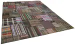 Chaput Patchwork Multi Renk Pamuk Üzerine Yün El Dokuma Kilim-330x401 - Görsel 2