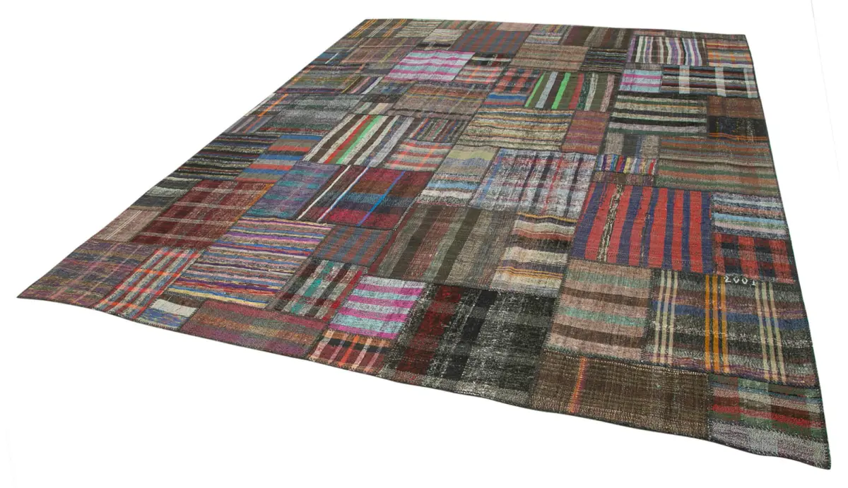 Chaput Patchwork Multi Renk Pamuk Üzerine Yün El Dokuma Kilim-330x401 - Görsel 3