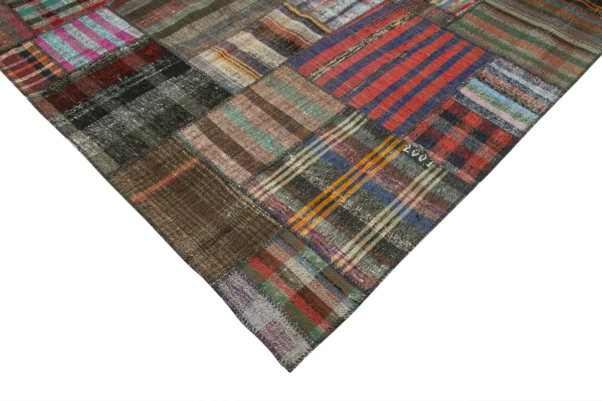 Chaput Patchwork Multi Renk Pamuk Üzerine Yün El Dokuma Kilim-330x401 - Görsel 4